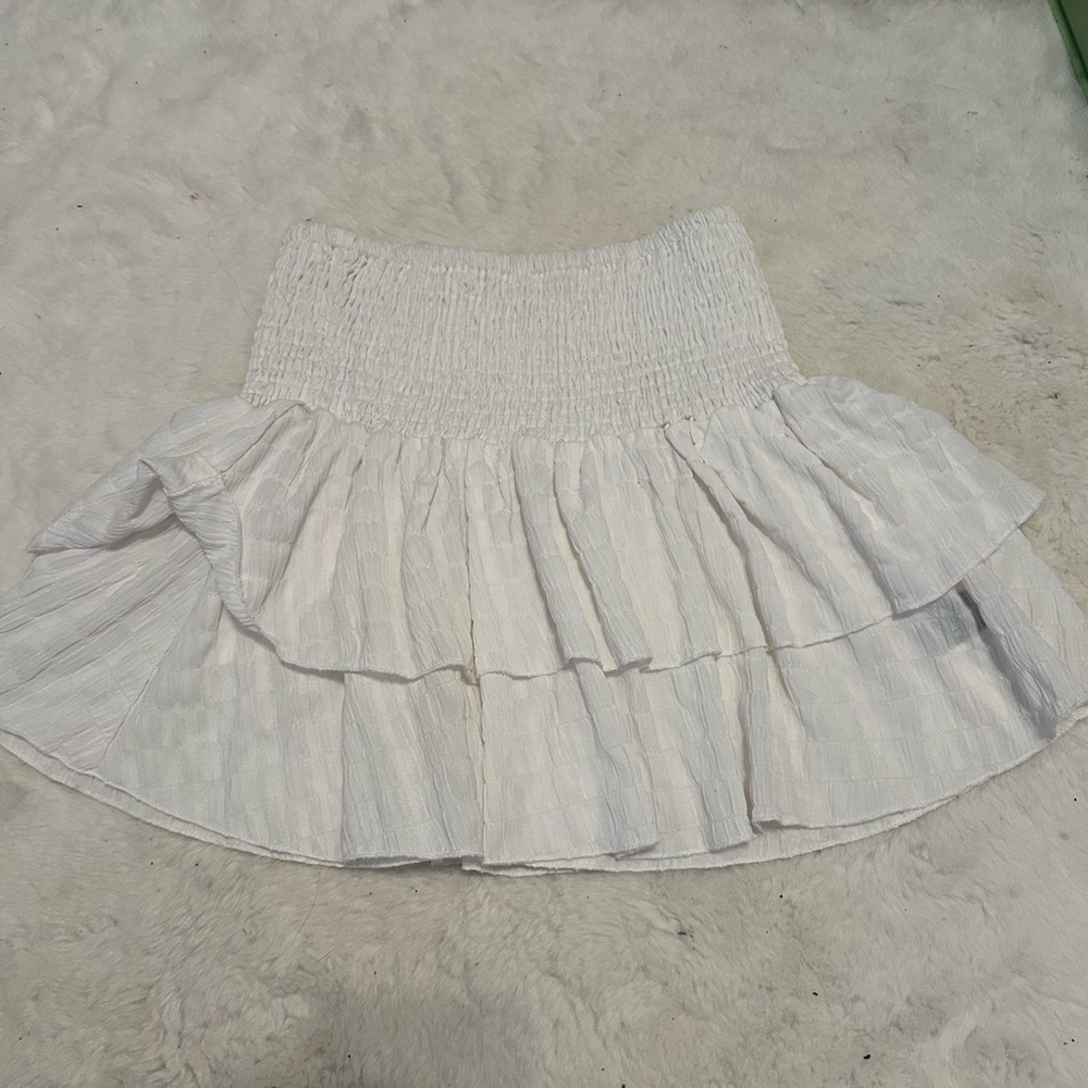 SHEIN Cream Bubble Mini Skirt with Smocked Tiers